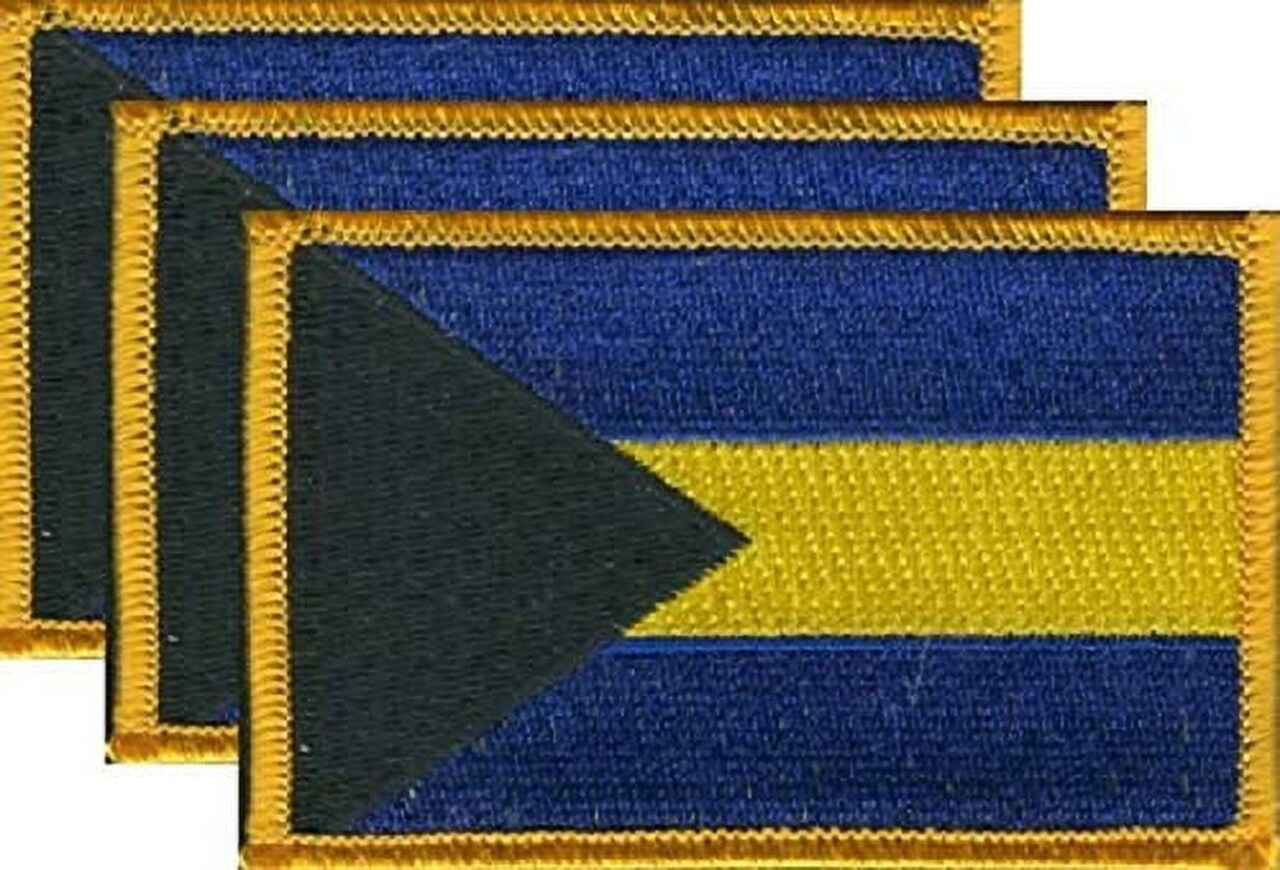 Bahamas Flag Patch Set - Pack of 3 Embroidered Iron On or Sew On Emblems. 3.5" x 2.25"